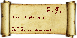 Hincz Gyöngyi névjegykártya